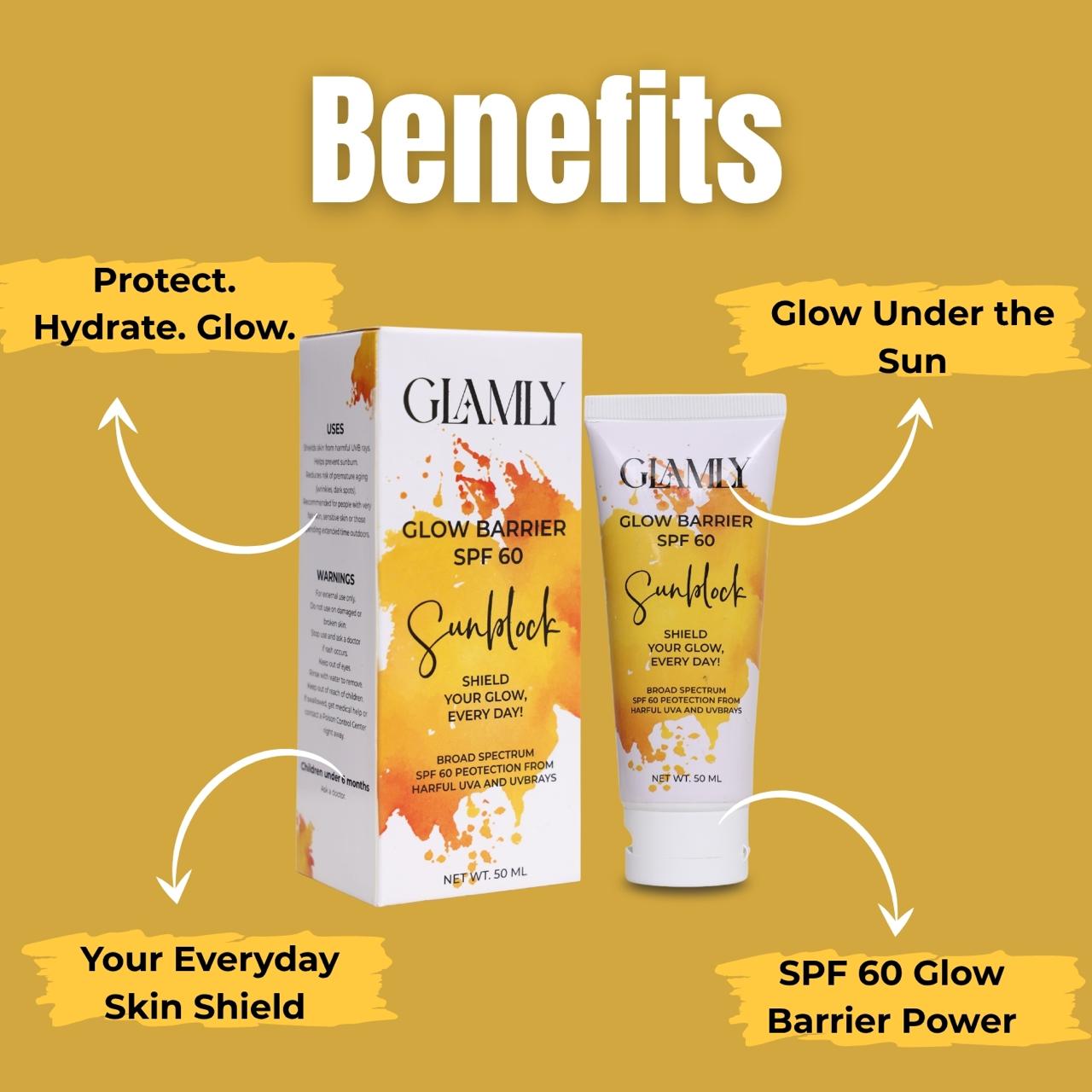 Sunblock Glow Barrier SPF 60  – Ultimate UV Defense & Hydration