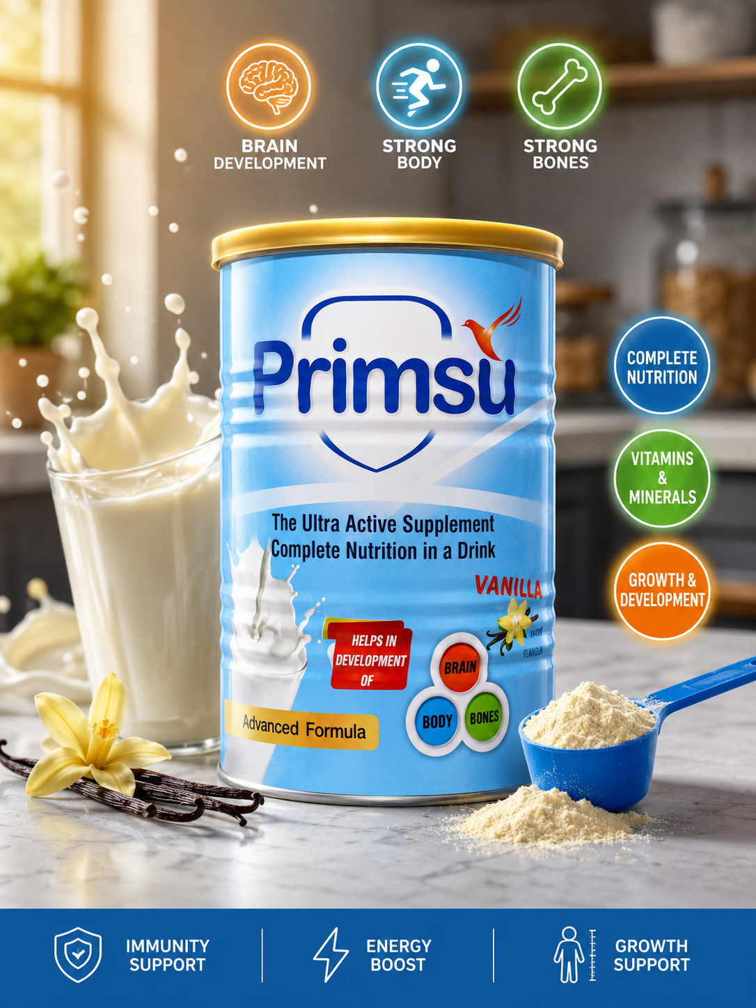 Primsu Balanced Diet Supplement Vanilla Flavour 400g - 2
